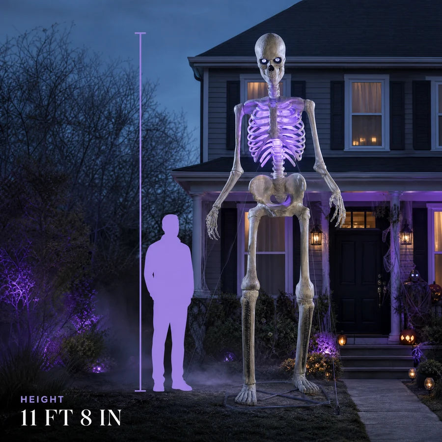 Standing beside the front door of a two storey house, measured at eleven feet eight inches