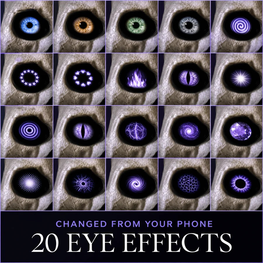 A grid of twenty different eye effects, from human irises to flames, stars and spirals