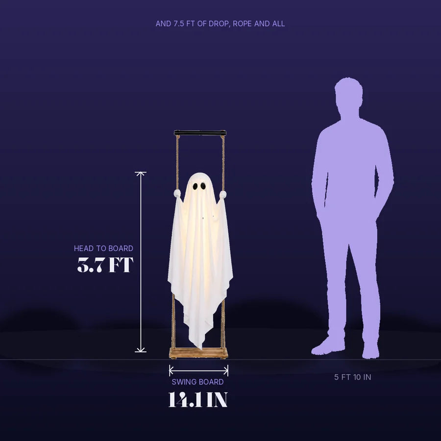 Height reference: the ghost measured against an adult standing beside it